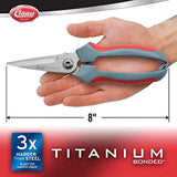 Clauss 8" Titanium Snips with Wire Cutter, Spring-Assist, Serrated Blades, Gray (18039)