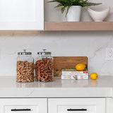 2 1-Gallon Glass Jars with Stainless Steel Airtight Lids + Marker & Labels, Cookie Jar & Candy Jar for Buffet, Coffee & Flour Canister Sets for Kitchen Counter, Laundry Room Storage & Pantry