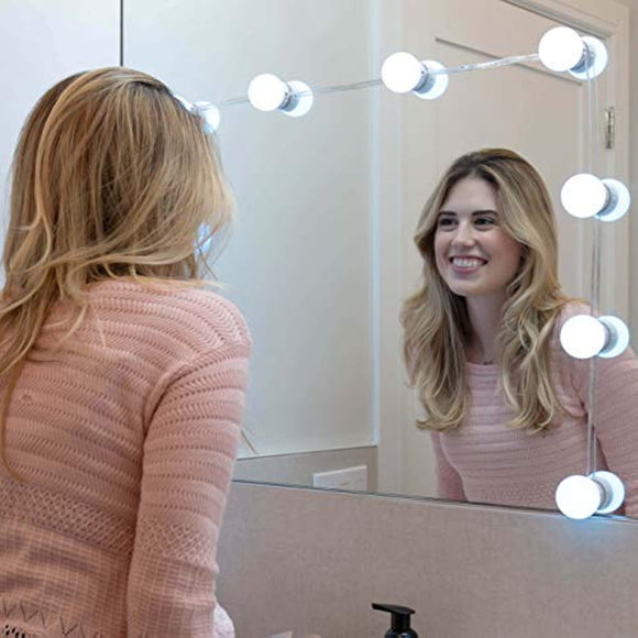 Vanity Mirror LED Light - Dimmable, 4 Lighting Colors, 5 Brightness Levels, Stick-On Bulbs, USB Connection, Retractable Wire for Easy Installation. (10-Bulbs)