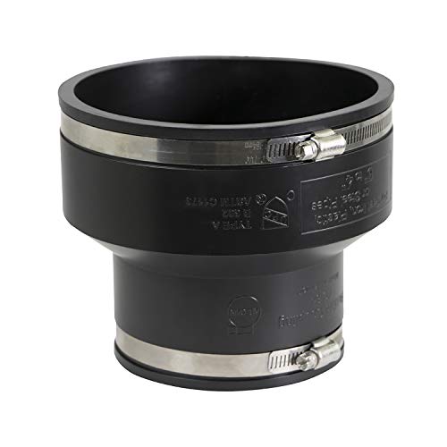 Supply Giant 6I5I Flexible Pvc Reducing Coupling with Stainless Steel Clamps, 6