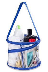 Bathroom Personal Organizer - 8" X 6" - Three Large Compartments to Organize Your Bathroom Accessories. The Shower Caddy Features a Drainage Hole and Carry Handle for Easy Transport. (Blue)