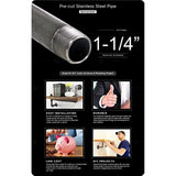 Supply Giant 1-1/4 Inch Galvanized Pipe, One And Quarter Inch Malleable Steel Pipes Fitting Build DIY Vintage Furniture, 1-1/4" x 30" (Pack Of 5)