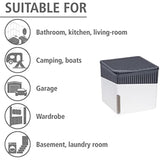 WENKO Portable Cube Design, Compact and Rechargeable Dehumidifier for Bathroom, Closet, Bedroom, Garage, Covers up to 2800 Cubic Feet, 2.2lbs, White, 6.18 x 6.5 x 6.5, 2.2 lbs