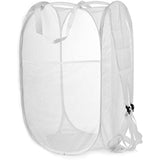Backpack Mesh Popup Laundry Hamper - Portable, Durable Handles, Collapsible for Storage and Easy to Open. Folding Pop-Up Clothes Hampers are Great for The Kids Room, College Dorm or Travel. (White)