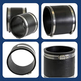 Supply Giant 6I4Ix2 Flexible Pvc Coupling with Stainless Steel Clamps 6 inch Black (pack of 2)