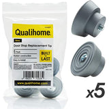 Replacement Rubber Tip for Kickdown / Drop Down Door Stop Holder, Grey, 5 Pack