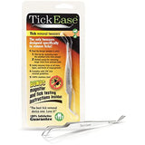 TickEase Dual-Tipped Tick Remover Tool, Tick Tweezers for Humans & Pets, First Aid Tweezers with Magnifier & Tick Testing Instructions