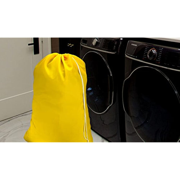 Nylon Laundry Bag - Locking Drawstring Closure and Machine Washable. These Large Bags will Fit a Laundry Basket or Hamper and Strong Enough to Carry up to Three Loads of Clothes. (Yellow)
