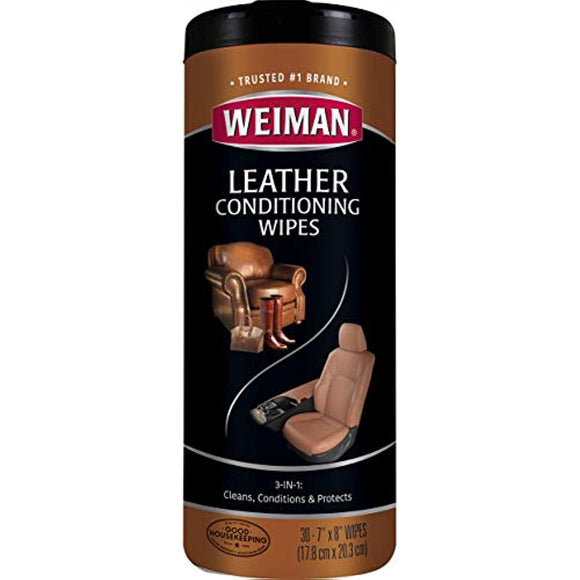 Weiman Leather Cleaner & Conditioner Wipes With UV Protection, Prevent Cracking