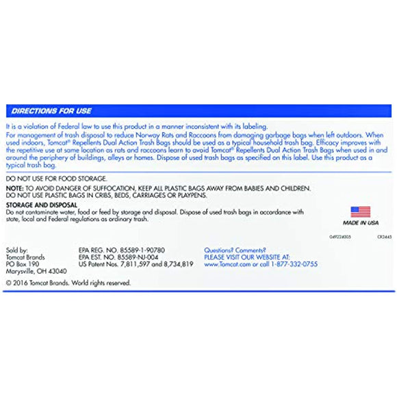 Tomcat Repellents Dual Action 13 Gallon Trash Bags, 40 Bags per Box