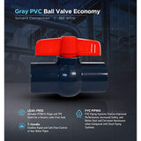 Midline Valve PVC Ball Valve with Pink T-Handle for Potable Water Use 1-1/4'' Solvent Connections Grey Plastic (492T114)