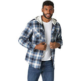 Wrangler Authentics Men's Long Sleeve Quilted Lined Flannel Shirt Jacket with Hood, Vintage Night, 3X-Large