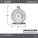 Taylor Precision Products 5932 Large Dial Kitchen Cooking Oven Thermometer, 3.25 Inch Dial, Stainless Steel
