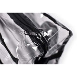Clear Tote Bag Stadium Approved - Shoulder Straps and Zippered Top. Perfect Clear Bag for Work, School, Sports Games and Concerts. Meets Stadium Tournament Guidelines. (Black)