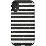 Speck Presidio Inked iPhone XR Case, Stripe Gold Specks/Marble Grey, 132093-8902, Gray