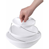Collapsible Bowl, 3 Tier - The Decorative Plastic Bowls Twist Down and Fold Inside for Minimal Storage Space. Perfect for Serving Snacks, Salad and Fruit. The Top Bowl is Divided into Three Sections.
