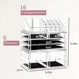 Clear Cosmetic Storage Organizer - Easily Organize Your Cosmetics, Jewelry and Hair Accessories. Looks Elegant Sitting on Your Vanity, Bathroom Counter or Dresser. Clear Design for Easy Visibility.