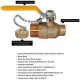 Midline Valve VBHC234 Brass Full Port Hose Ball Valve with Chain and Cap, 1/2 in. SWT x 3/4 in. MHT