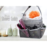 Mesh Shower Bag - Easily Carry, Organize Bathroom Toiletry Essentials While Taking a Shower. (9-Pockets | Grey)