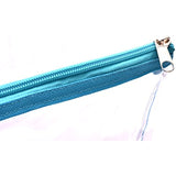 Clear Tote Bag - Zipper Closure, Long Shoulder Strap, Fabric Trimming. (Teal)