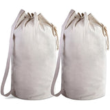 Canvas Duffel Bag - Drawstring, Leather Closure, Shoulder Strap. (2-PACK)