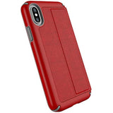 Speck Products Compatible Phone Case for Apple iPhone Xs and iPhone X, Presidio Folio Case, Heathered Heartrate Red/Heartrate Red/Graphite Grey (110575-7359)