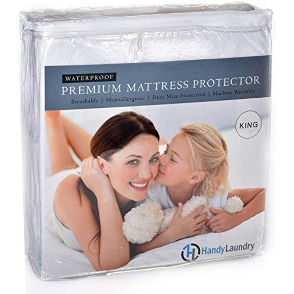 King Mattress Protector - Waterproof, Breathable, Blocks Allergens, Smooth Soft Cotton Terry Cover. The Premium Mattress Protector Will Surely Increase The Life of Your Mattress. (King)