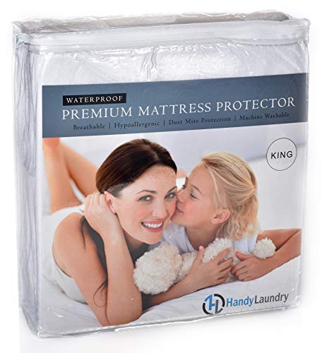 King Mattress Protector - Waterproof, Breathable, Blocks Allergens, Smooth Soft