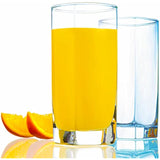 Attractive Highball Glasses [Set of 12] Drinking Glasses for Water, Juice, Beer, Wine, Whiskey, and Cocktails - 16 oz Square Base with Rounded Top