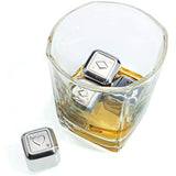 Poker Whiskey Stones Gift Set, 8 Chilling Stones, 2 Glasses, 1 Flask, Tongs, and 2 Coasters with Gift Box, Texas Hold’em Gifts for Men - Whiskey Glassware in Wooden Gift Box