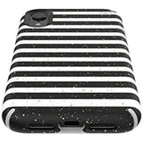 Speck Presidio Inked iPhone XR Case, Stripe Gold Specks/Marble Grey, 132093-8902, Gray