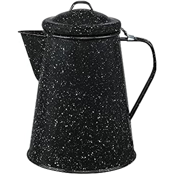 Granite Ware Enamel on Steel 3-Quart Coffee Boiler, 12 cups capacity - Ideal for Camping / Cabin / RV - Heat coffee, tea and water directly on stove and fire.