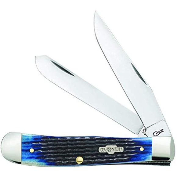 WR Case XX Pocket Knife Navy Blue Bone Trapper Item #2800 - (6254 SS) - Length Closed: 4 1/8 Inches