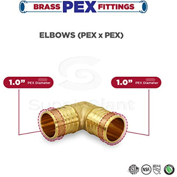 Supply Giant QYMO0100-10 X PEX 90 Degree Elbow Barb Pipe Fitting 1