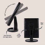 Makeup Mirror with Lights � Natural Soft Light, Adjust Brightness, 3X Magnification, USB or Battery Power, Tri-Fold and Rotation Design for Comfortable Viewing Angle. (Black)