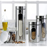 Quality 4pc Stainless Steel Canister Set for Kitchen Counter with Glass Window & Airtight Lids, Food Storage Containers, Pantry Storage & Organization Set for Coffee, Flour, Pasta, Rice, Spices, Herbs