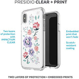 Speck Products Presidio Clear + Print iPhone Xs/iPhone X Case, CanopyFloral Lavender/Clear (117131-7554)
