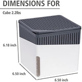 WENKO Portable Cube Design, Compact and Rechargeable Dehumidifier for Bathroom, Closet, Bedroom, Garage, Covers up to 2800 Cubic Feet, 2.2lbs, White, 6.18 x 6.5 x 6.5, 2.2 lbs