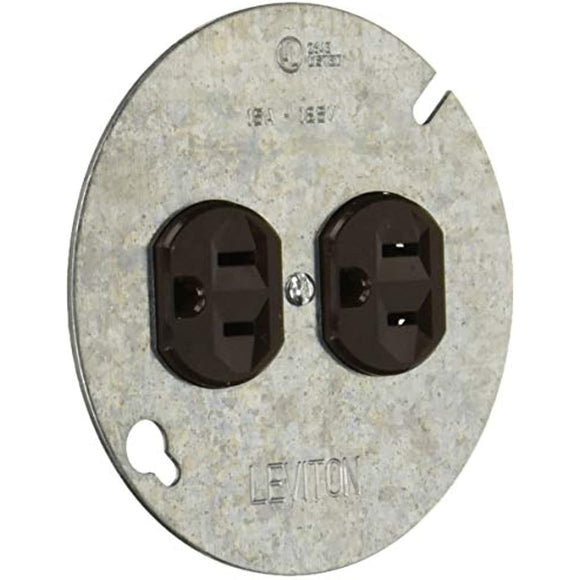 Leviton 5042 15 Amp, 125 Volt, Duplex Receptacle On 4-Inch Cover, Zinc Plated Steel