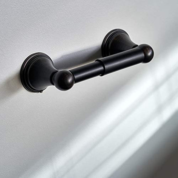 Plastic Spring Loaded Toilet Paper Roll Holder Rod Replacement, Black (Black)