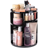 360 Rotating Makeup Organizer - Adjustable Shelf Height and Fully Rotatable. The Perfect Cosmetic Organizer for Bedroom Dresser or Vanity Countertop. (Black)