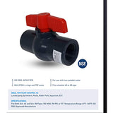 Midline Valve PVC Ball Valve with Pink T-Handle for Potable Water Use 2-1/2'' FIP Grey Plastic (492U212)