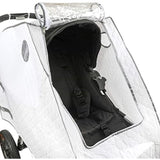 Baby Stroller Rain Cover - Provides Extra Warmth and Shields your Child from Wind and Rain. Universal Size, Mesh Material for Ventilation and Reflective Trimming for Night Visibility. (White, Quilted)
