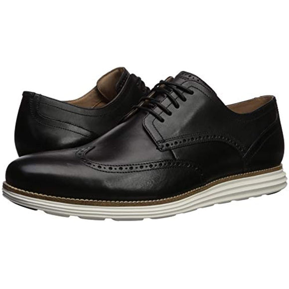Cole Haan Men's Original Grand Shortwing Oxford Shoe, Black Leather/White, 13 Medium US