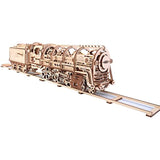 UGears Locomotive with Tender 3D Wooden Model Self Assembling Best Adult and Teens Gift