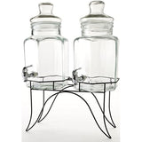 Circleware Double Beverage Dispensers with Stand and Spigot, Fun Party New Entertainment Home Kitchen Glassware Cold Drink Pitcher for Water, Punch & Iced Tea, 1.3/2.6 Gallon, Dopier