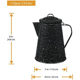 Granite Ware Enamel on Steel 3-Quart Coffee Boiler, 12 cups capacity - Ideal for Camping / Cabin / RV - Heat coffee, tea and water directly on stove and fire.