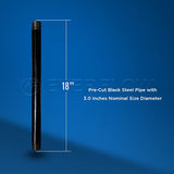 Everflow Supplies PCBL3018 18" Long Pre-Cut Black Steel Pipe with 3" Nominal Size Diameter