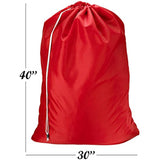 Nylon Laundry Bag - Locking Drawstring Closure and Machine Washable. These Large Bags Will Fit a Laundry Basket or Hamper and Strong Enough to Carry up to Three Loads of Clothes. (Red | 2-Pack)