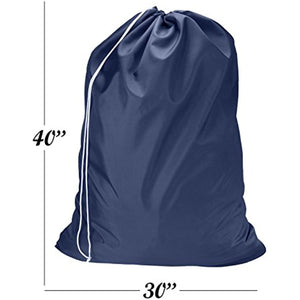 Nylon Laundry Bag - Locking Drawstring Closure and Machine Washable. These Bags will Fit a Laundry Basket or Hamper and Strong Enough to Carry up to Three Loads of Clothes. (Navy Blue)